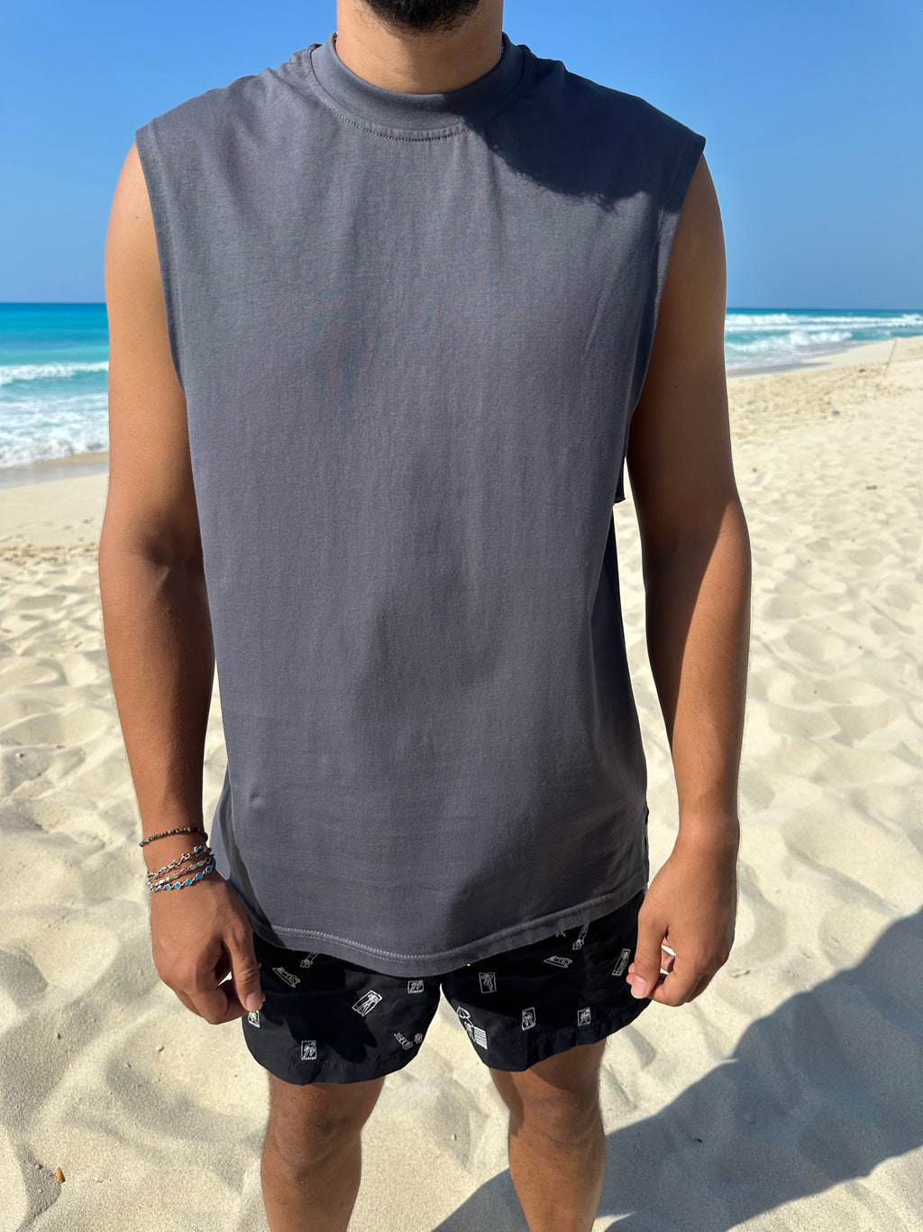 Gray Sleeveless Tee