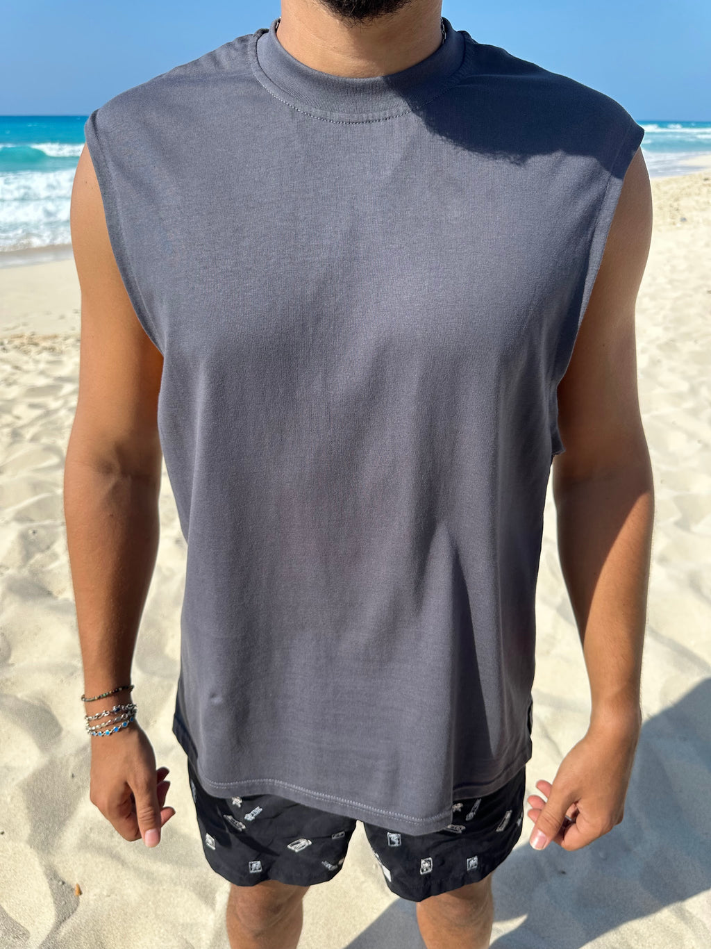 Gray Sleeveless Tee