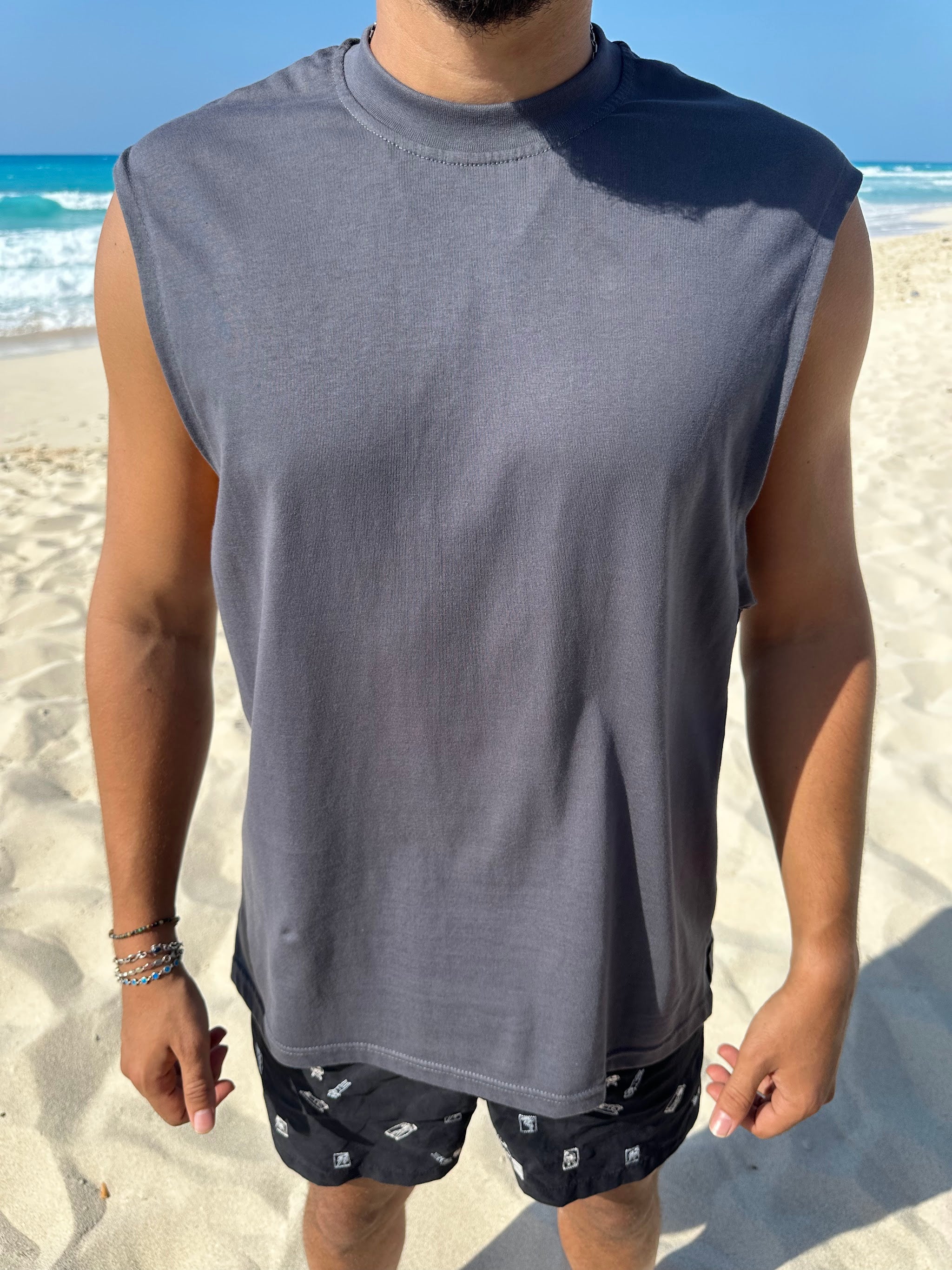 Gray Sleeveless Tee