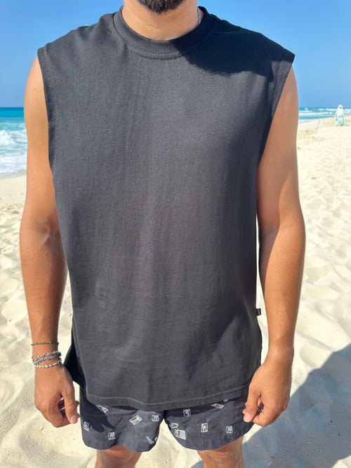 Black Sleeveless Tee