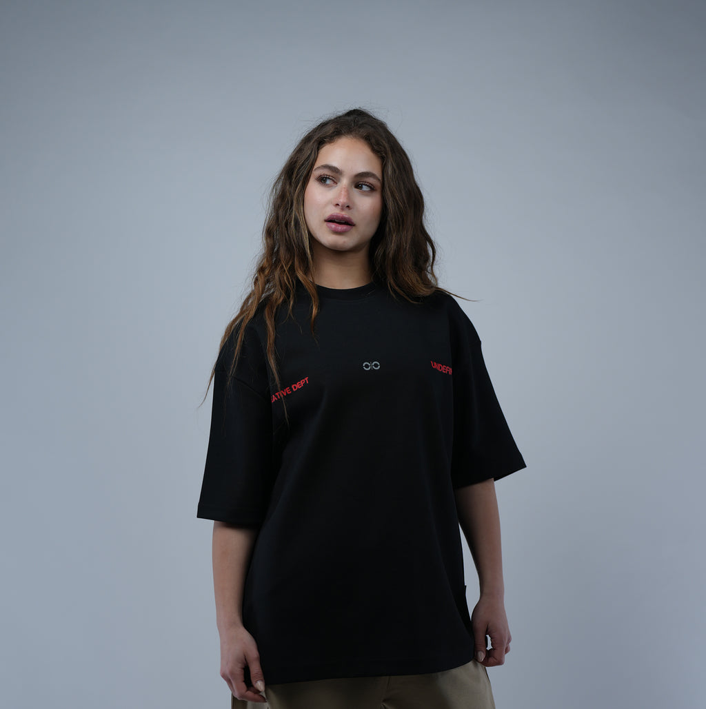Black Oversized Printed Tee