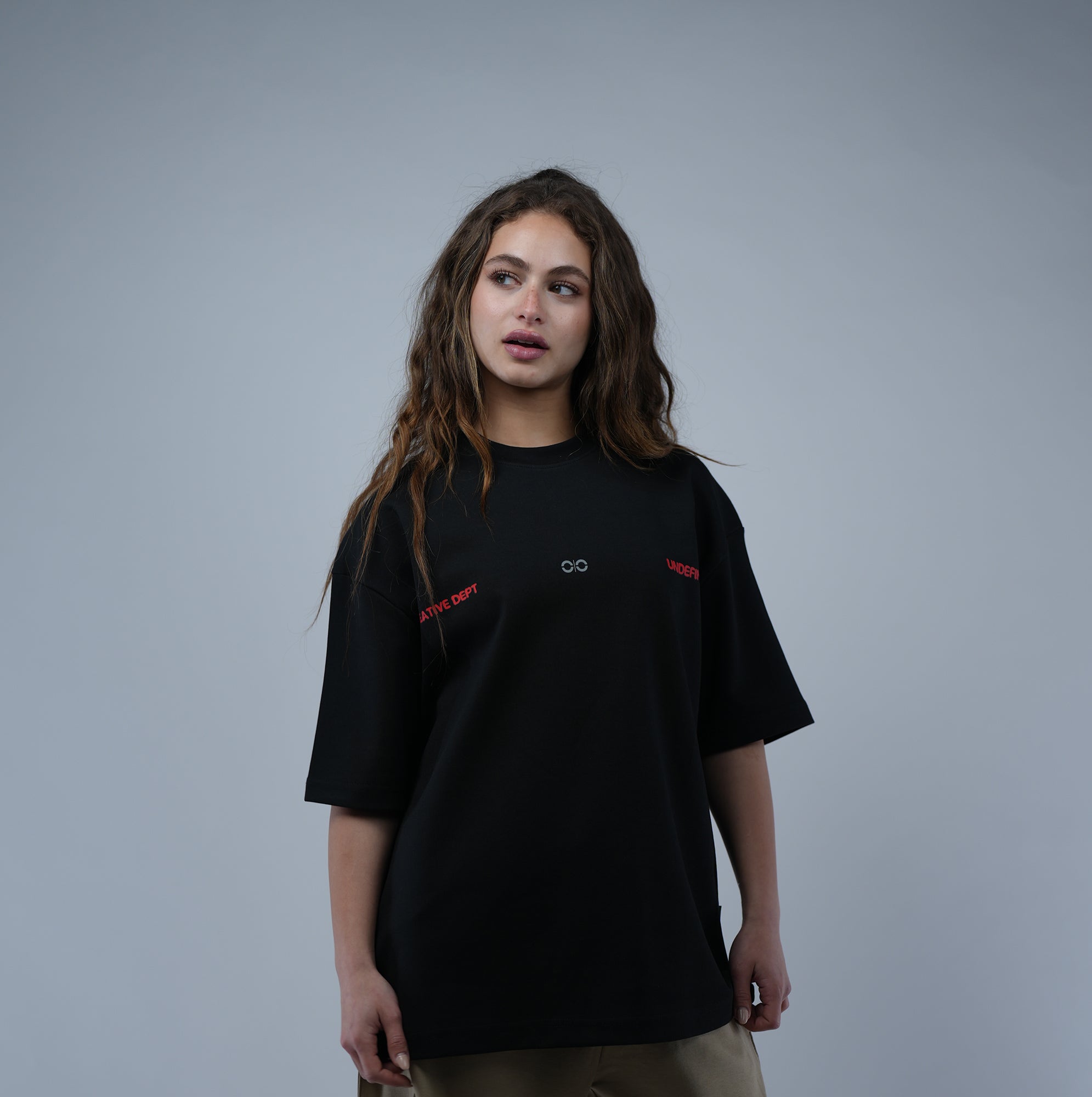 Black Oversized Printed Tee