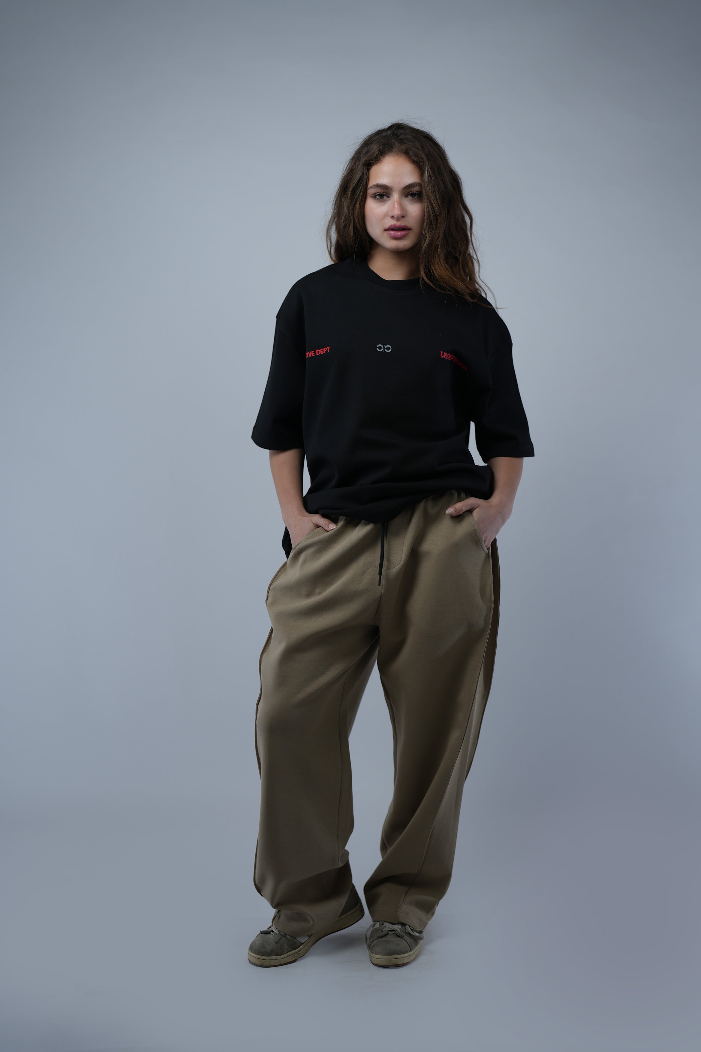 Beige Side Cut Wide Leg Sweatpants