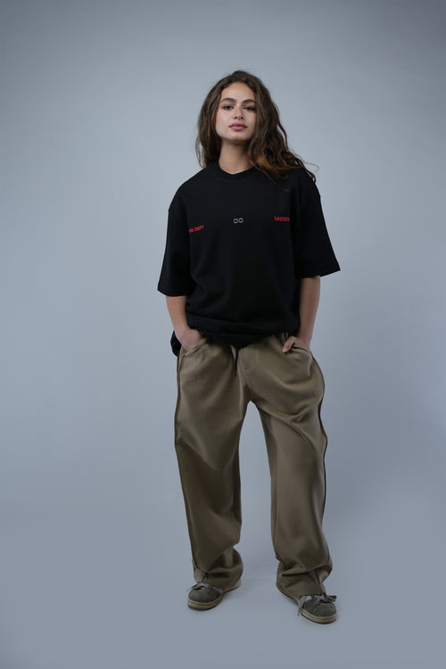 Beige Side Cut Wide Leg Sweatpants