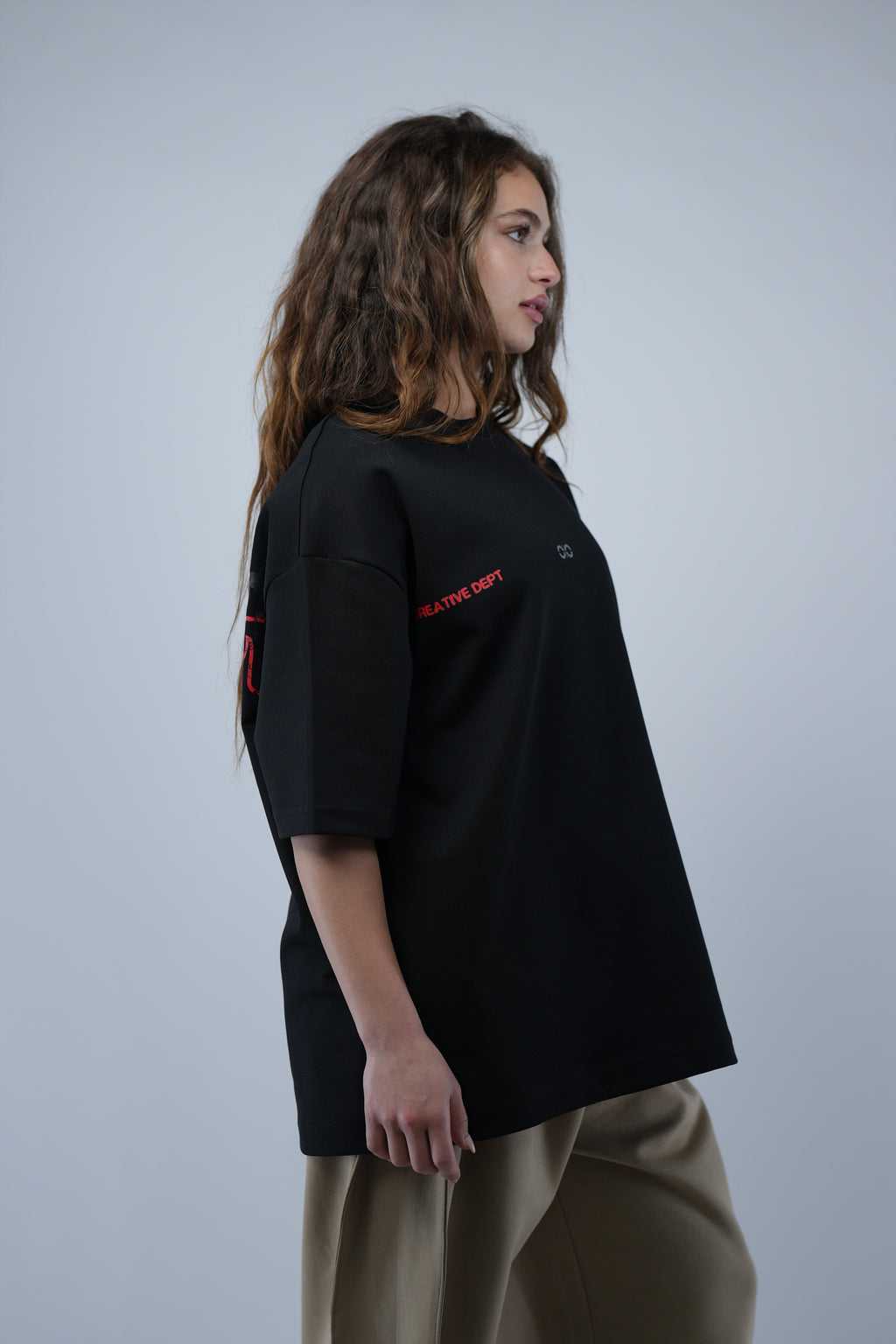 Black Oversized Printed Tee