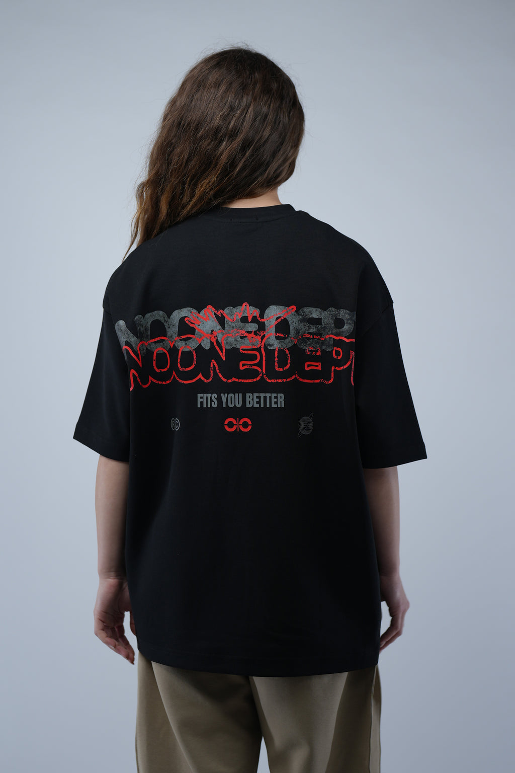 Black Oversized Printed Tee