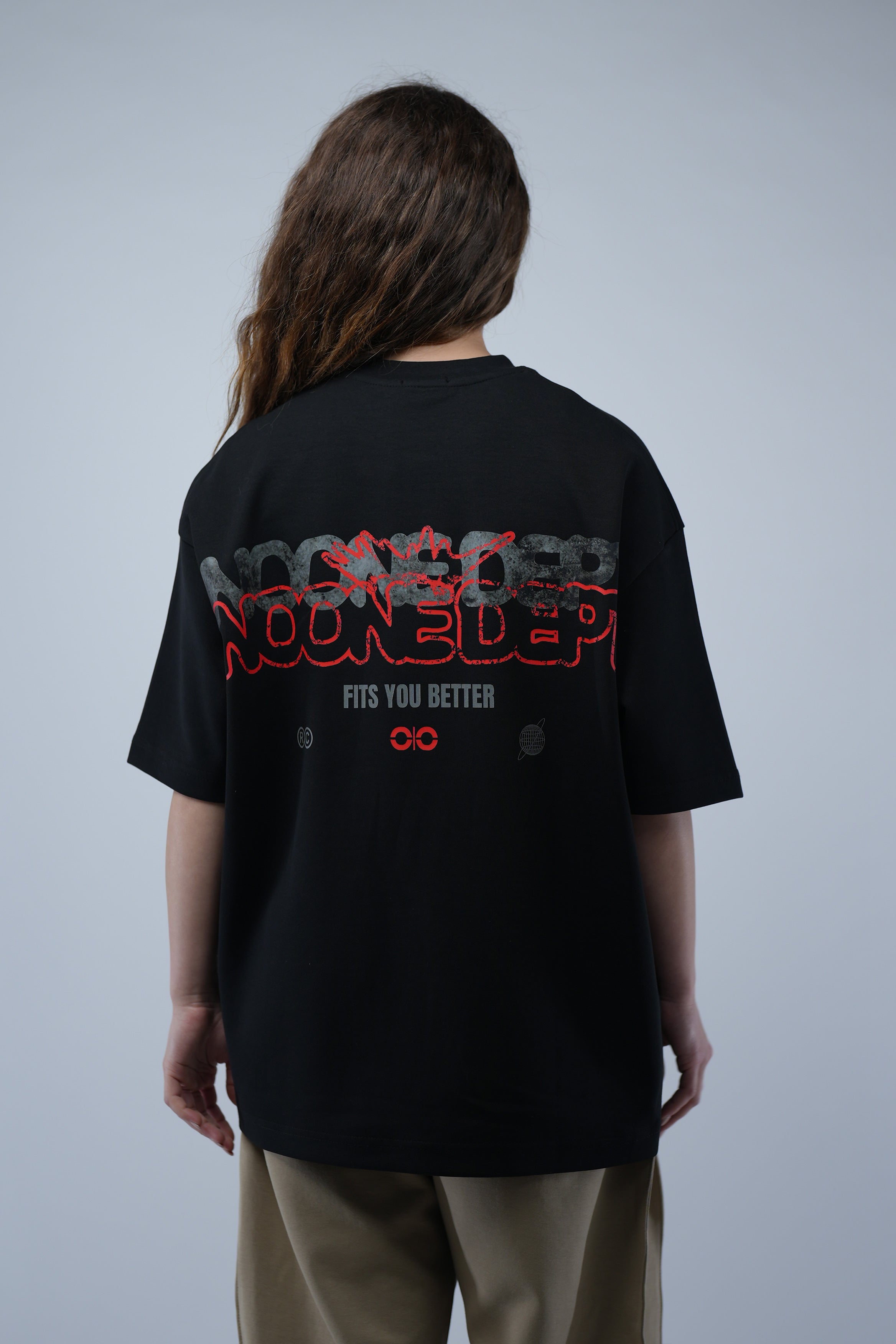 Black Oversized Printed Tee