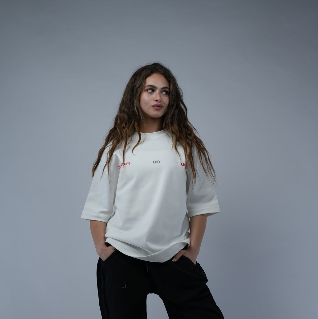 White Oversized Printed Tee