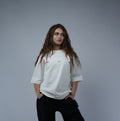 White Oversized Printed Tee