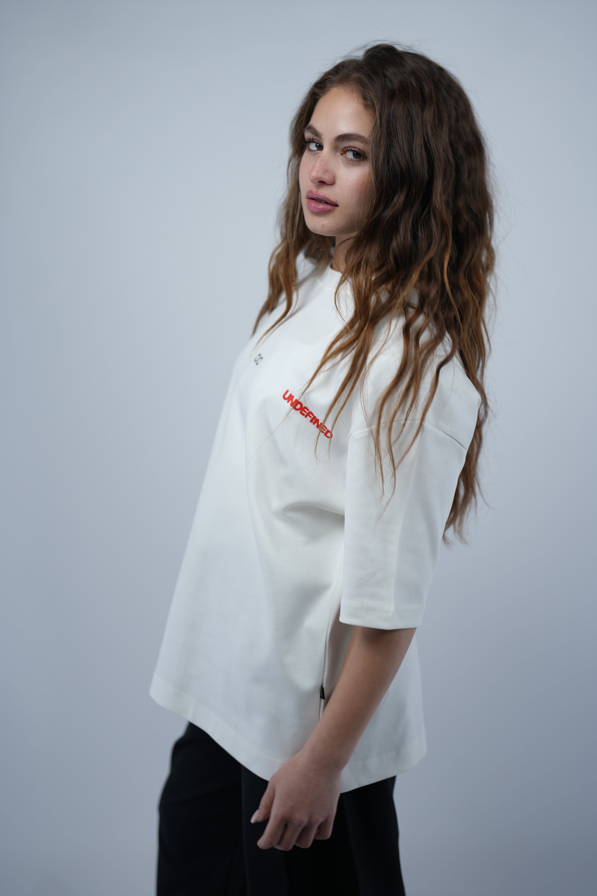 White Oversized Printed Tee