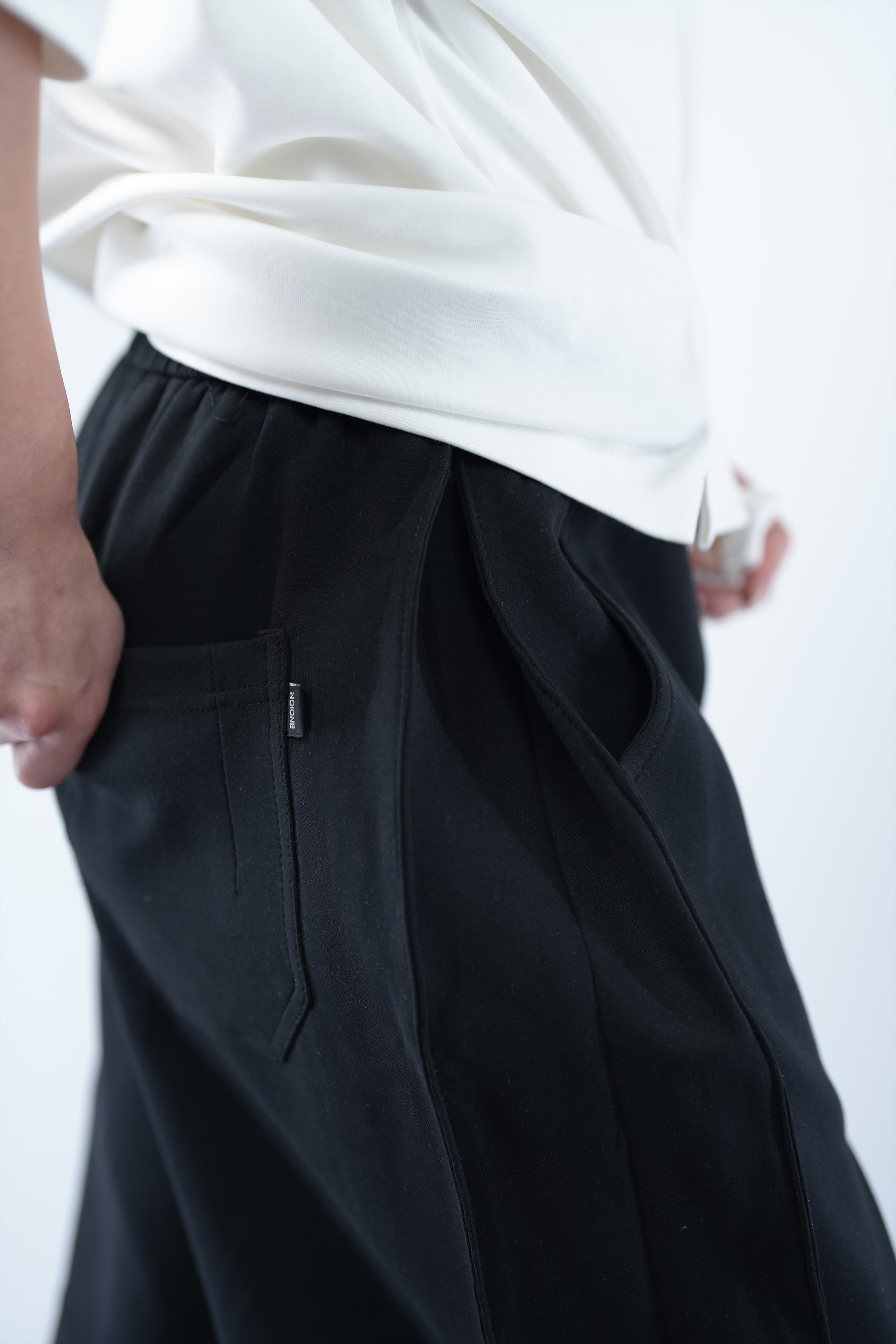 Black Side Cut Wide Leg Sweatpants