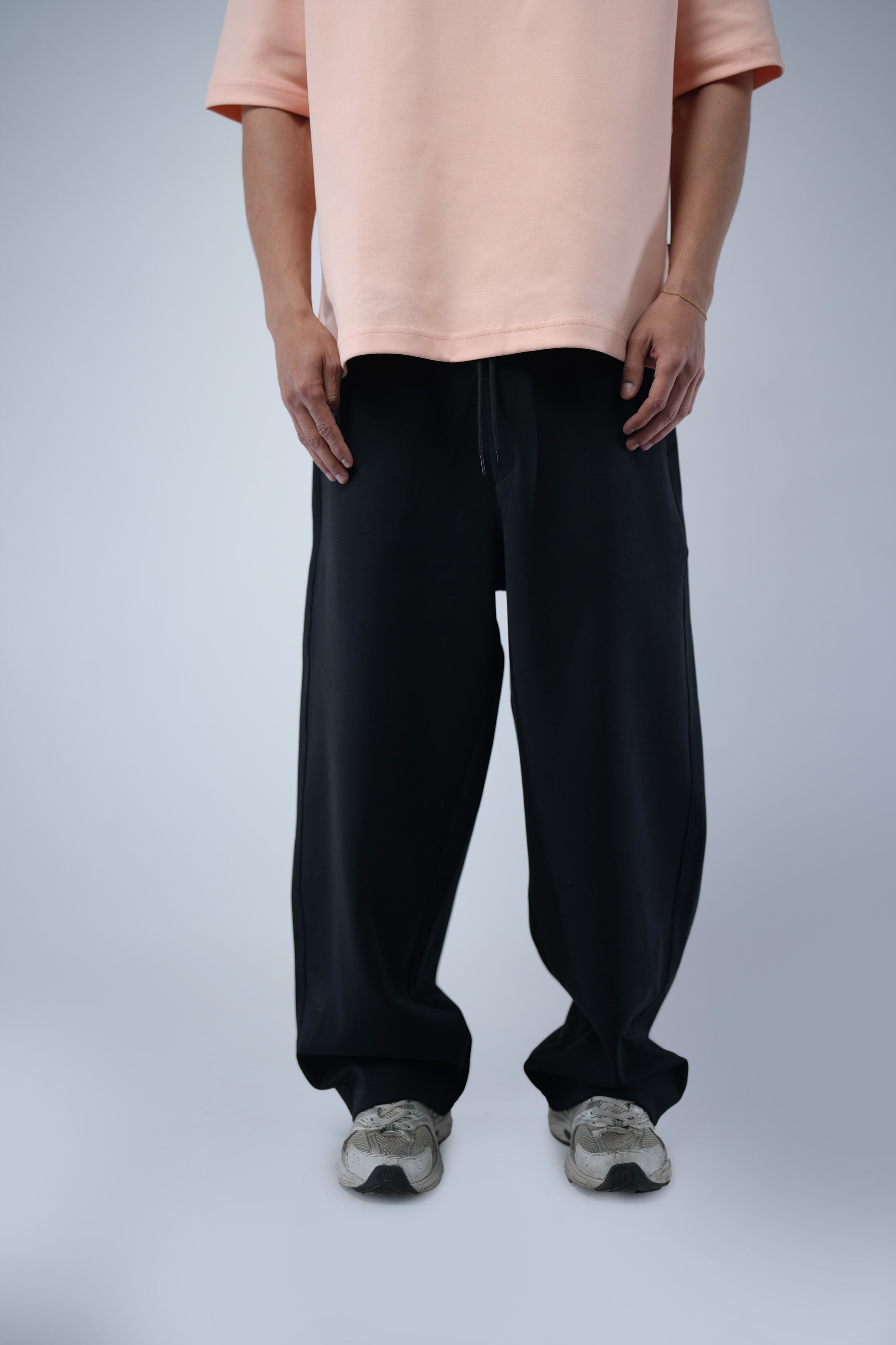 Black Blank Wide Leg  Sweatpants
