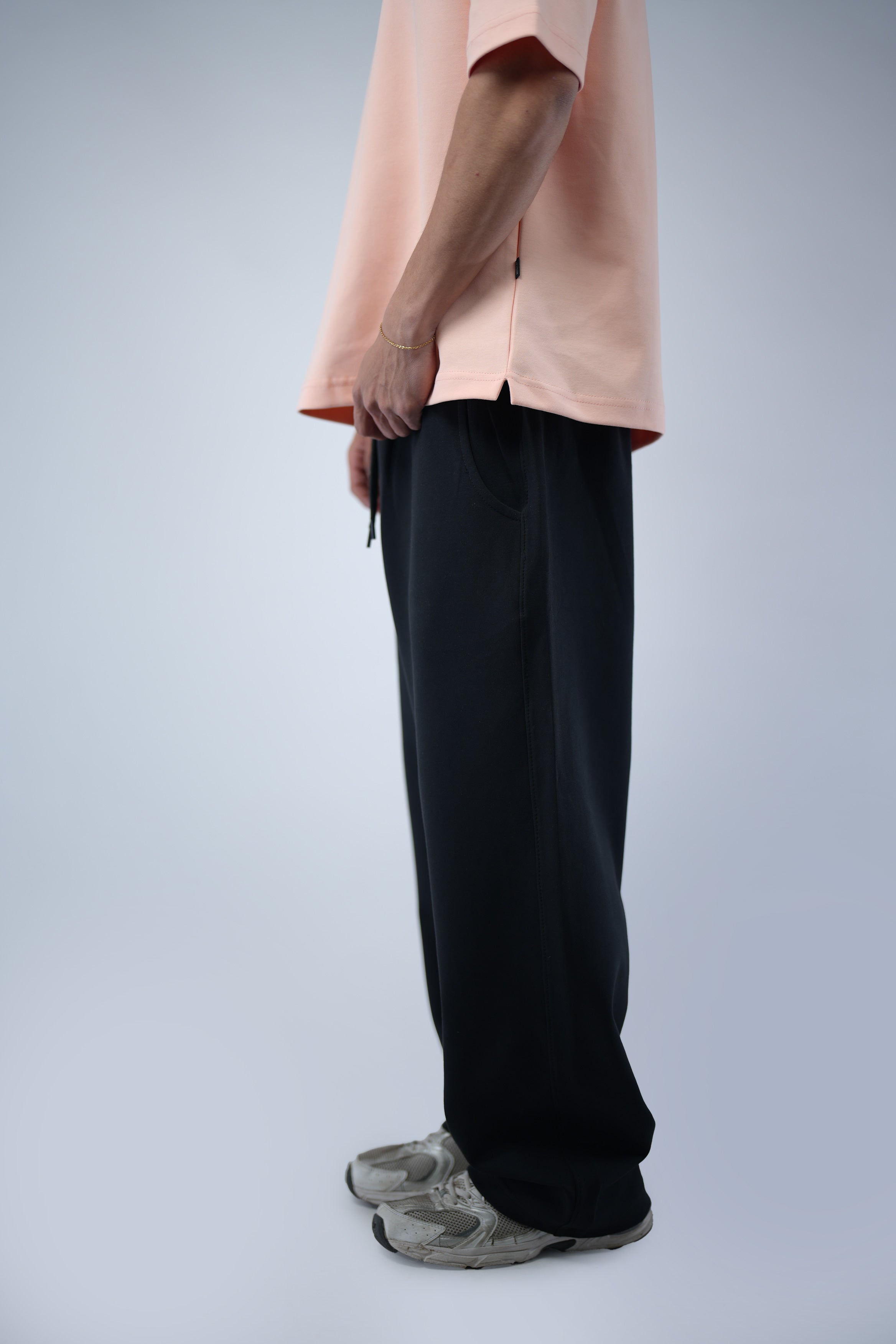 Black Blank Wide Leg  Sweatpants