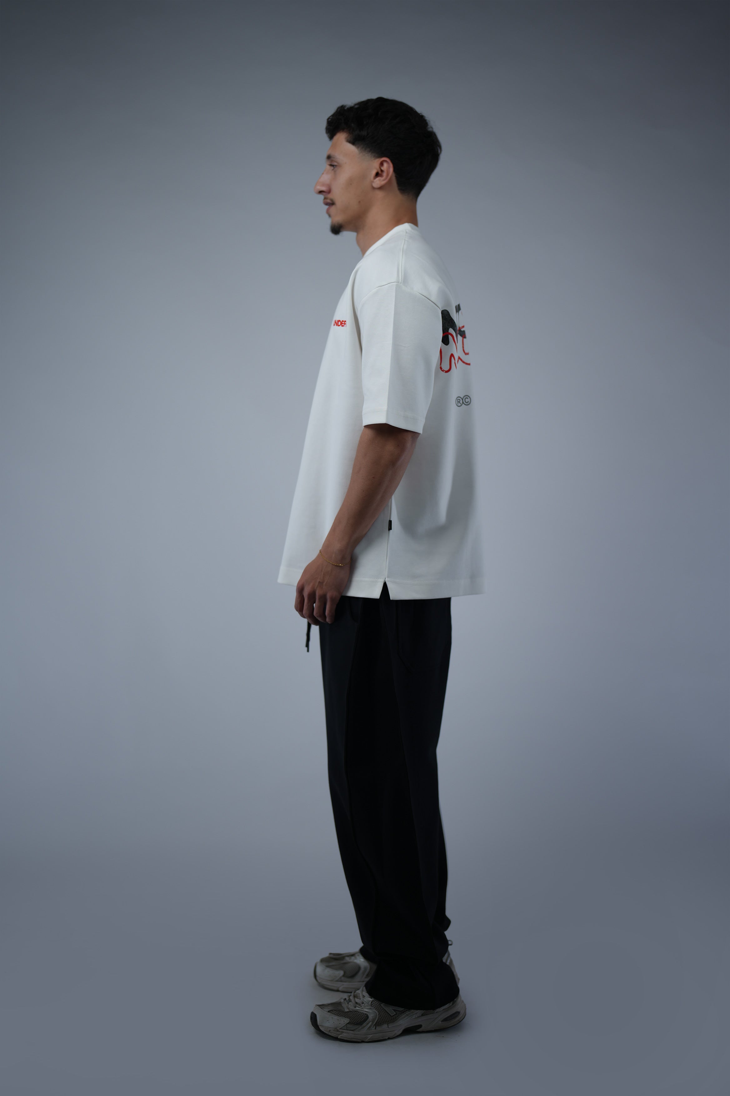 White Oversized Printed Tee.