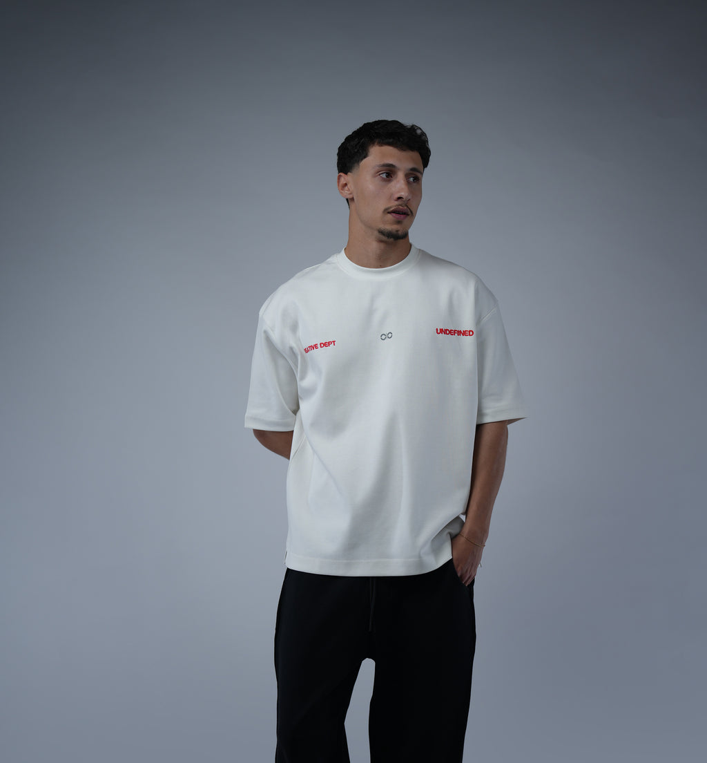 White Oversized Printed Tee.