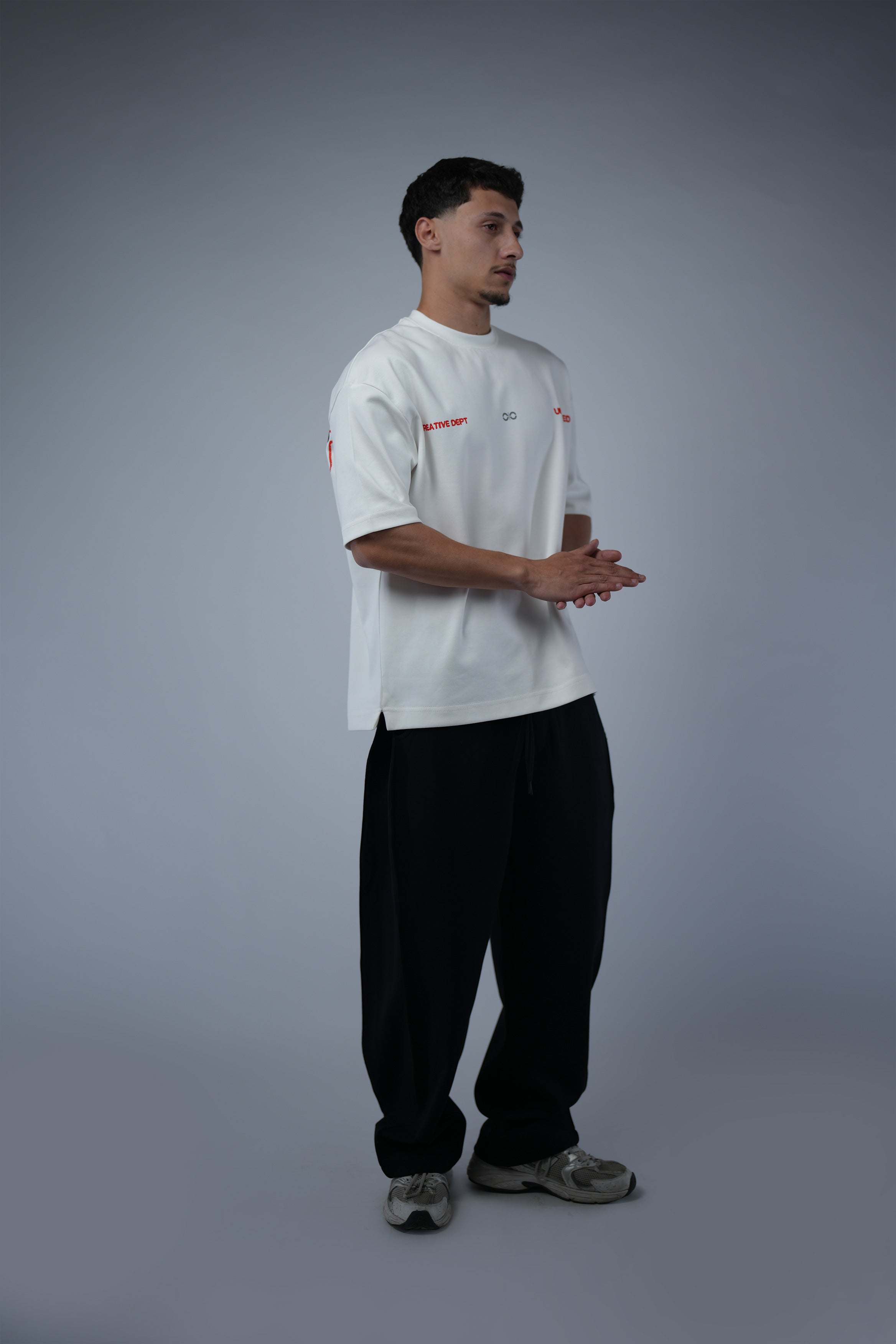 Black Side Cut Wide Leg Sweatpants.