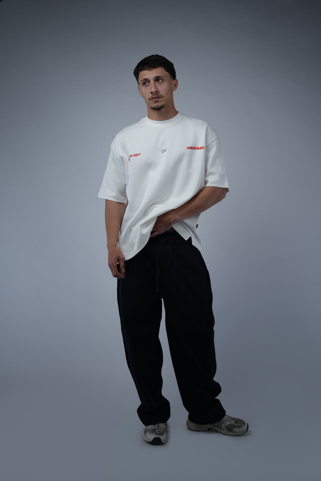 Black Side Cut Wide Leg Sweatpants.