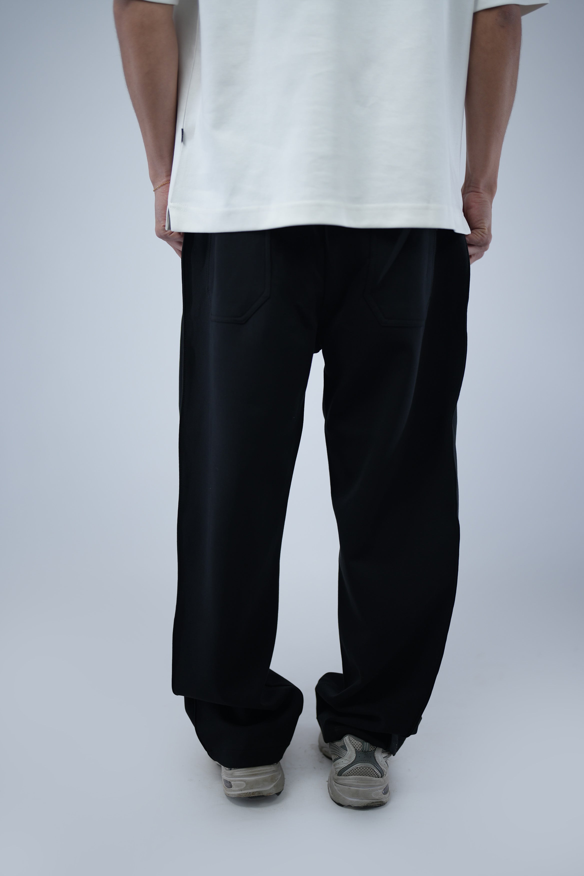 Black Side Cut Wide Leg Sweatpants.