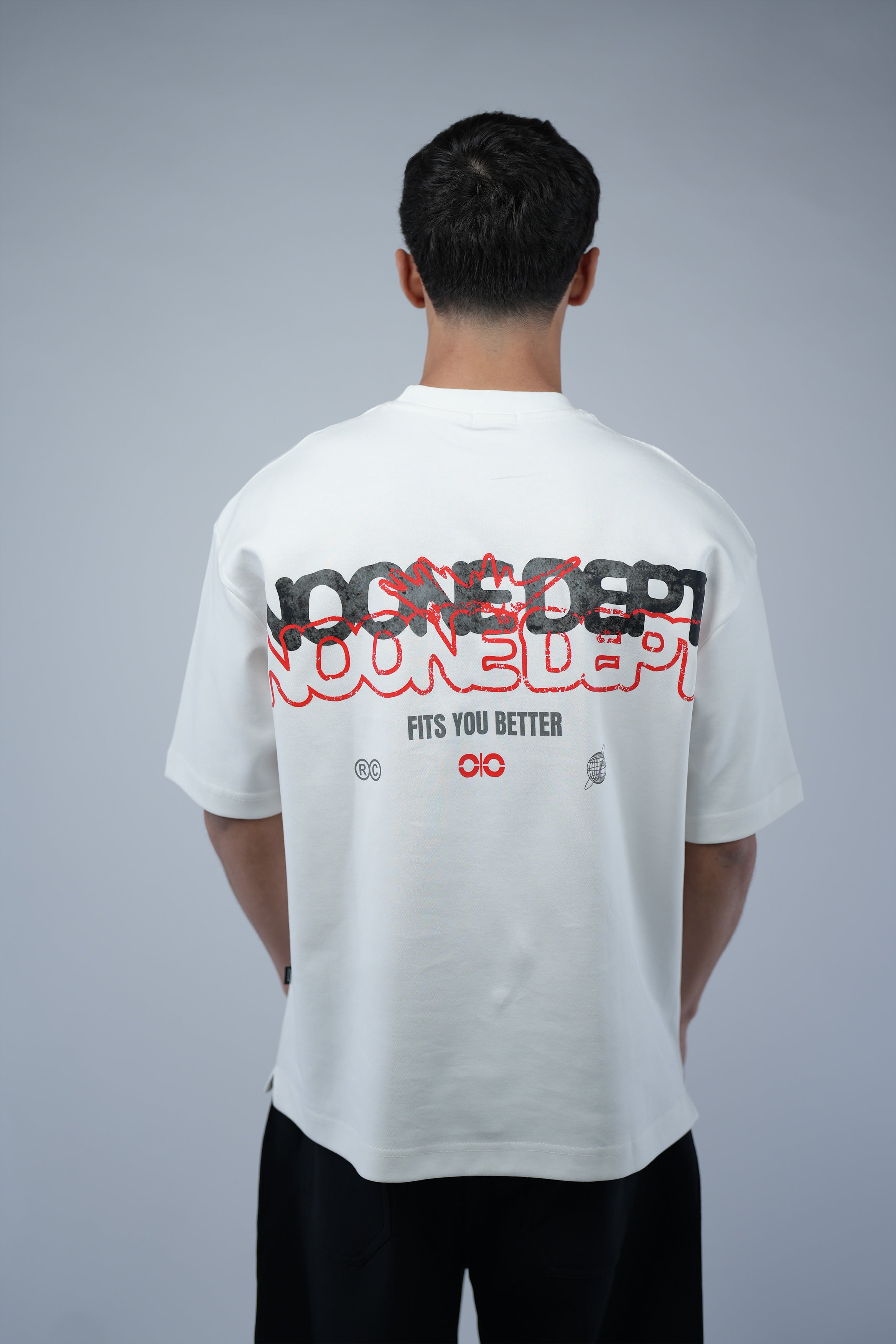 White Oversized Printed Tee.