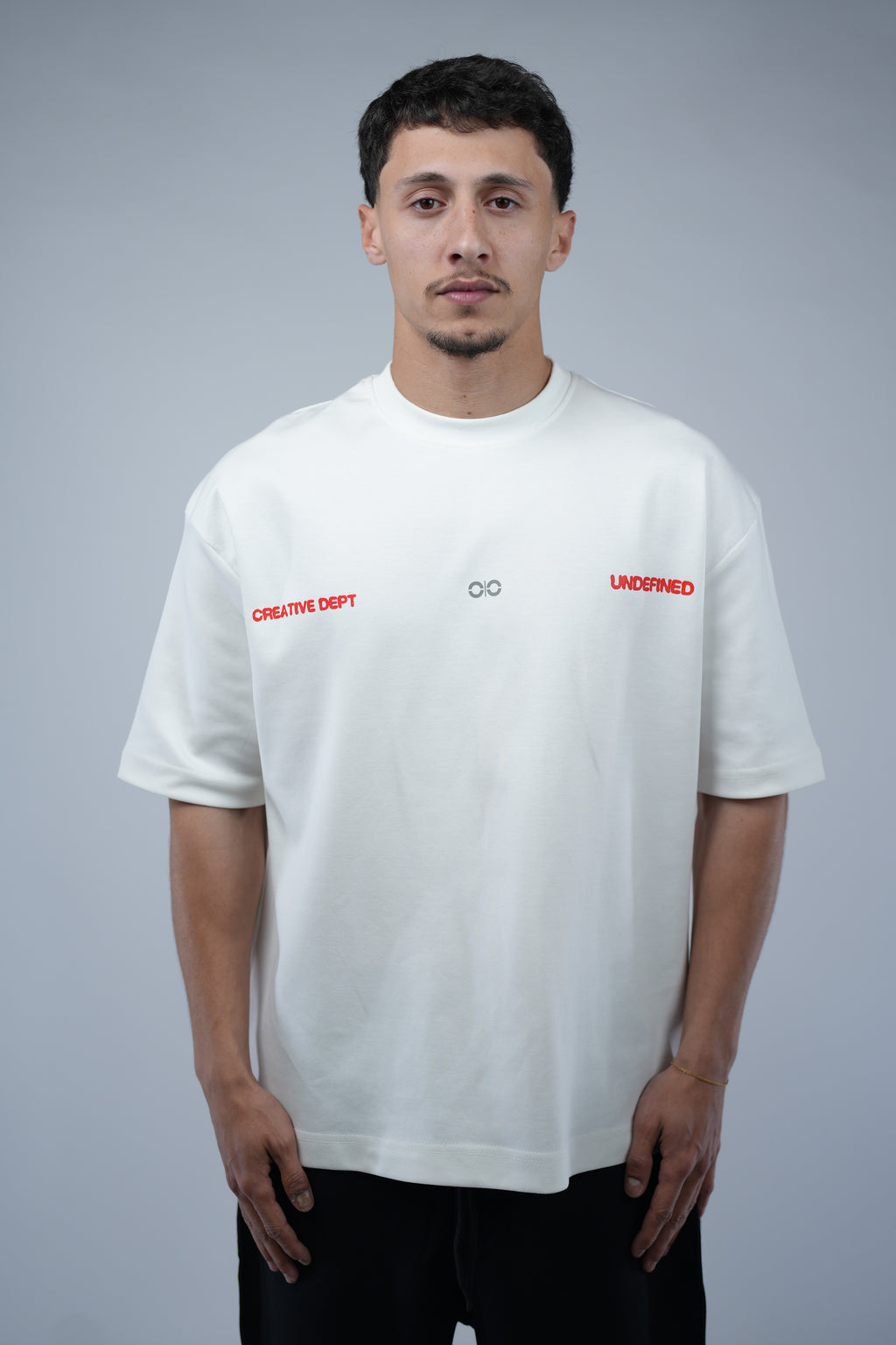White Oversized Printed Tee.
