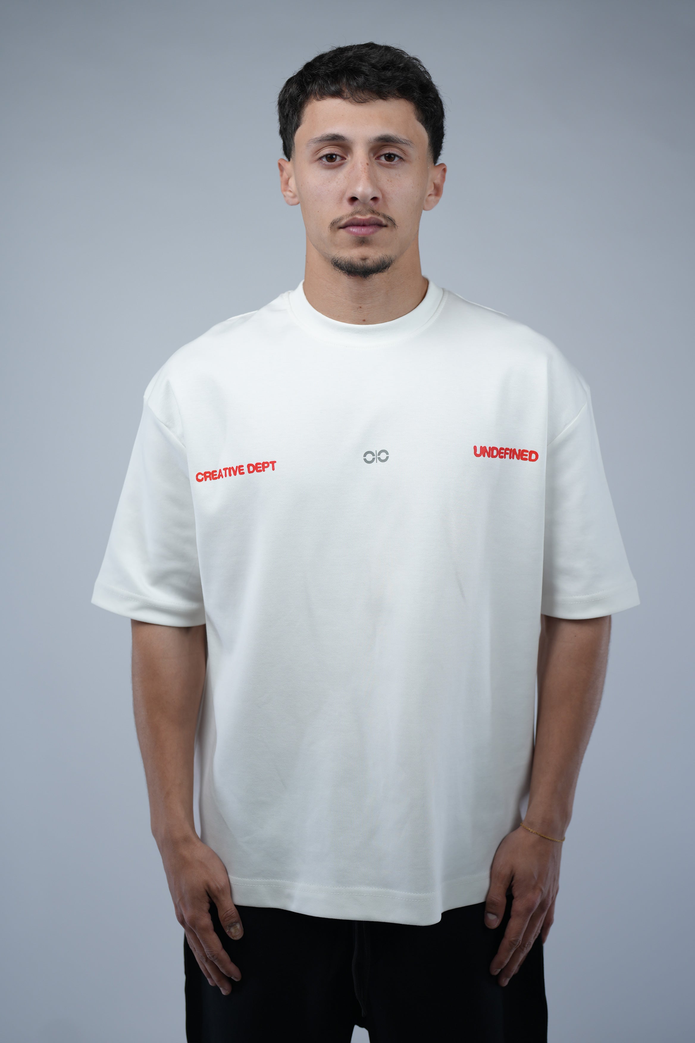 White Oversized Printed Tee.
