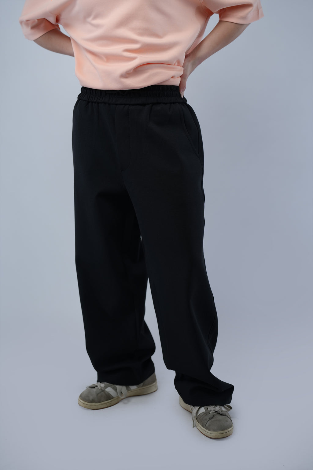 Black Blank Wide Leg  Sweatpants
