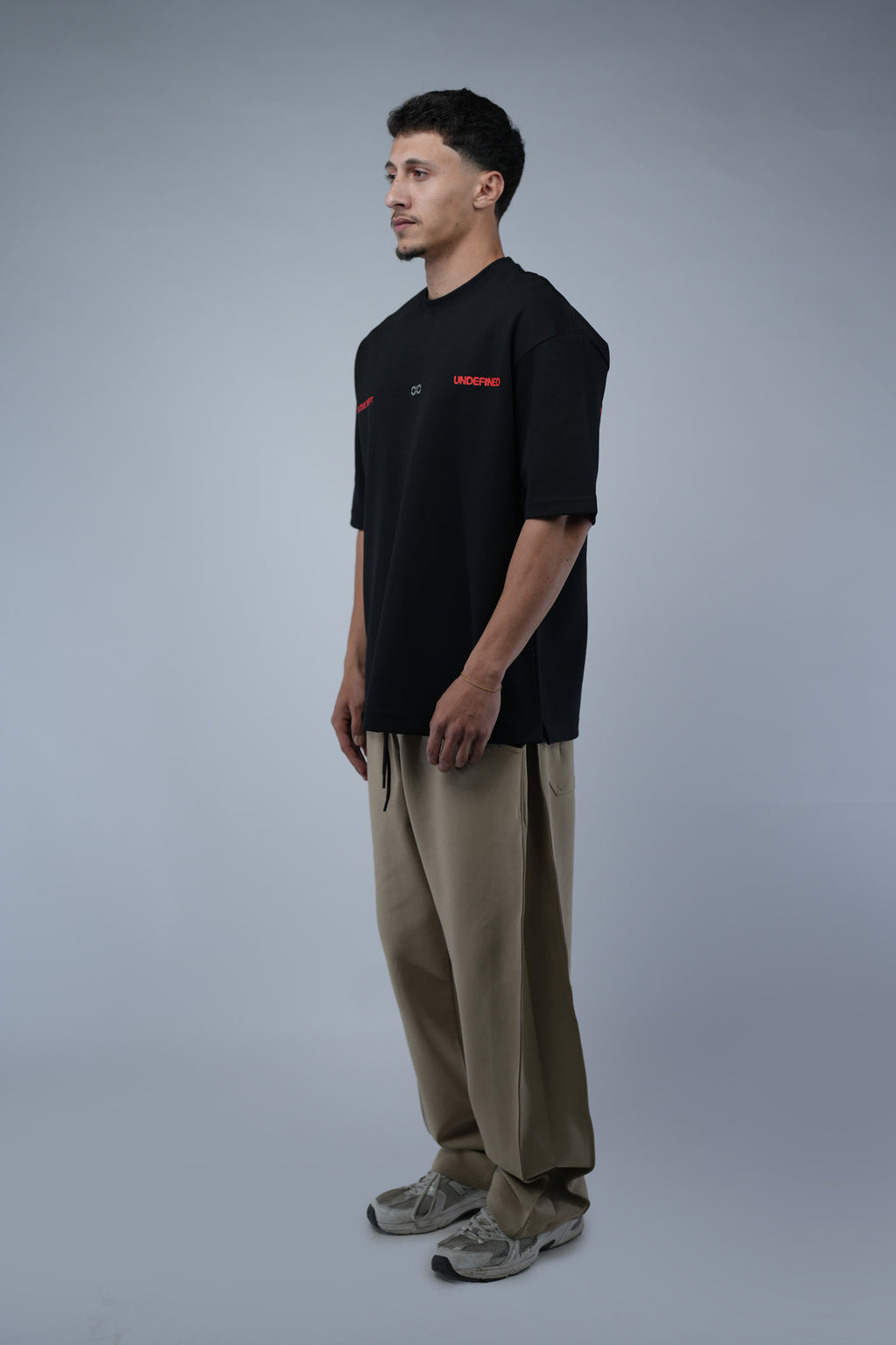 Beige Side Cut Wide Leg Sweatpants
