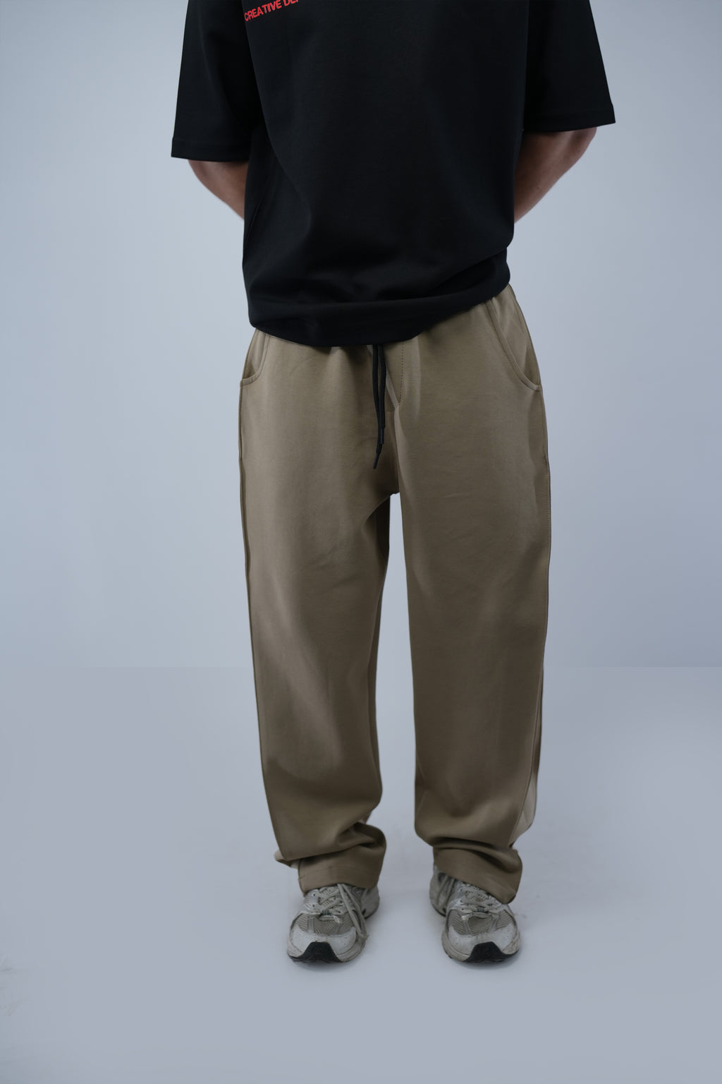 Beige Side Cut Wide Leg Sweatpants