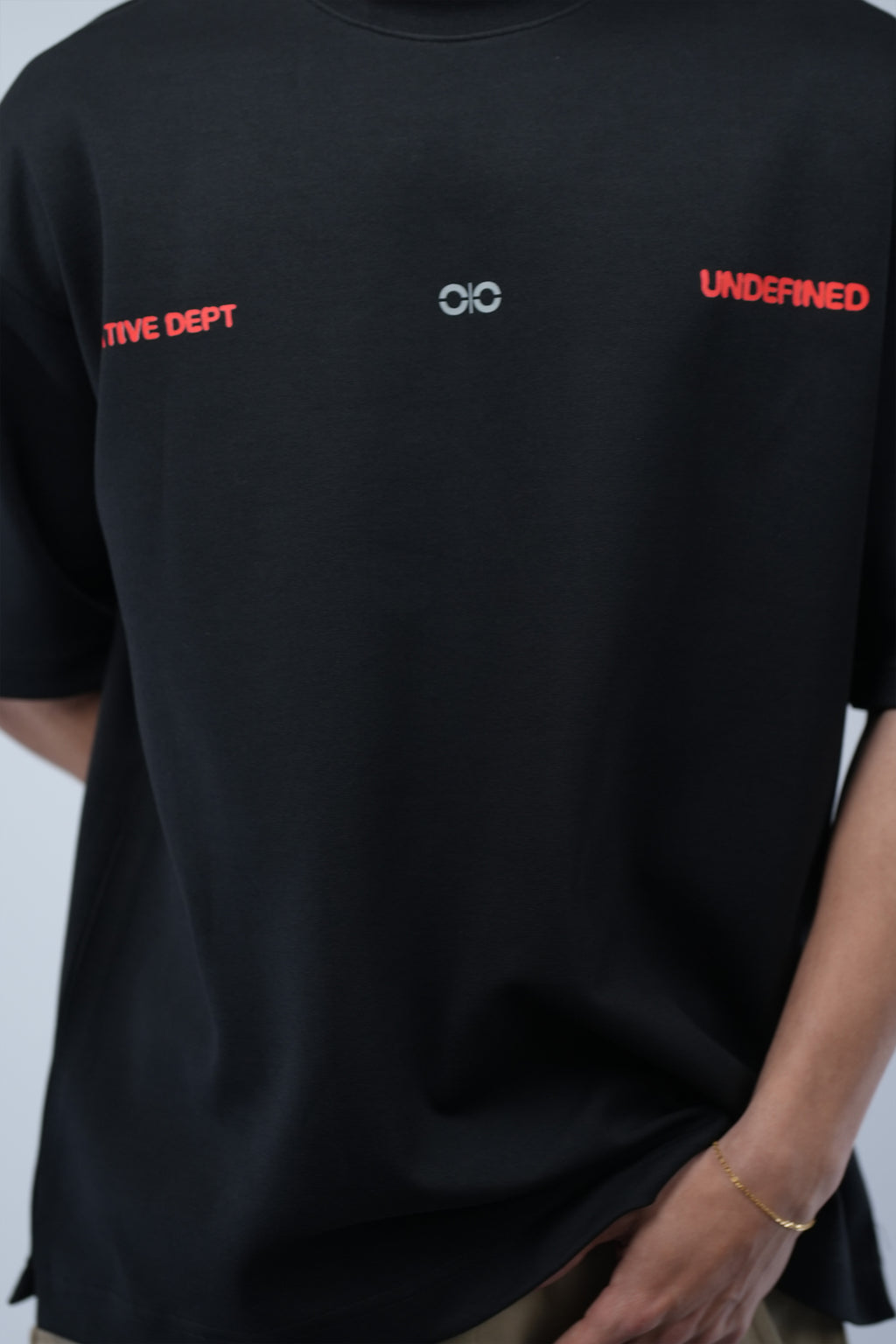Black Oversized Printed Tee.