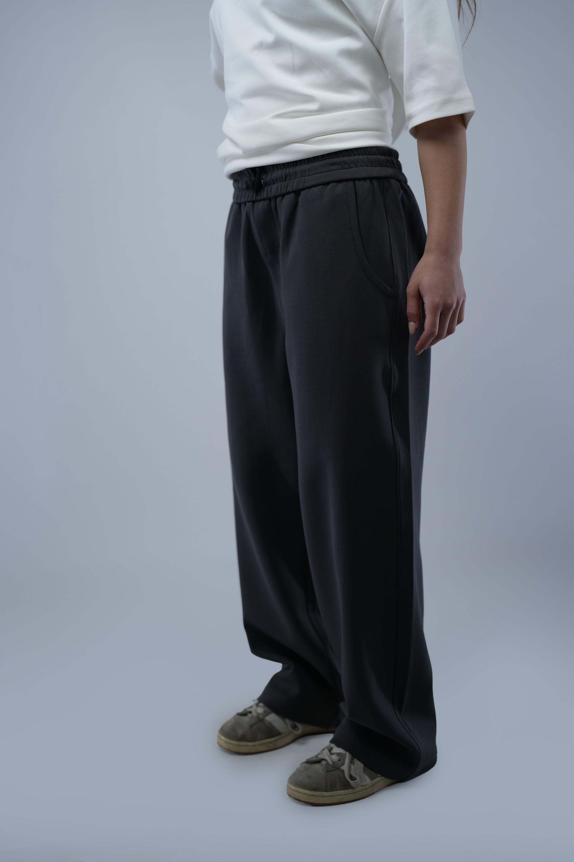 Gray Blank Wide Leg Sweatpants