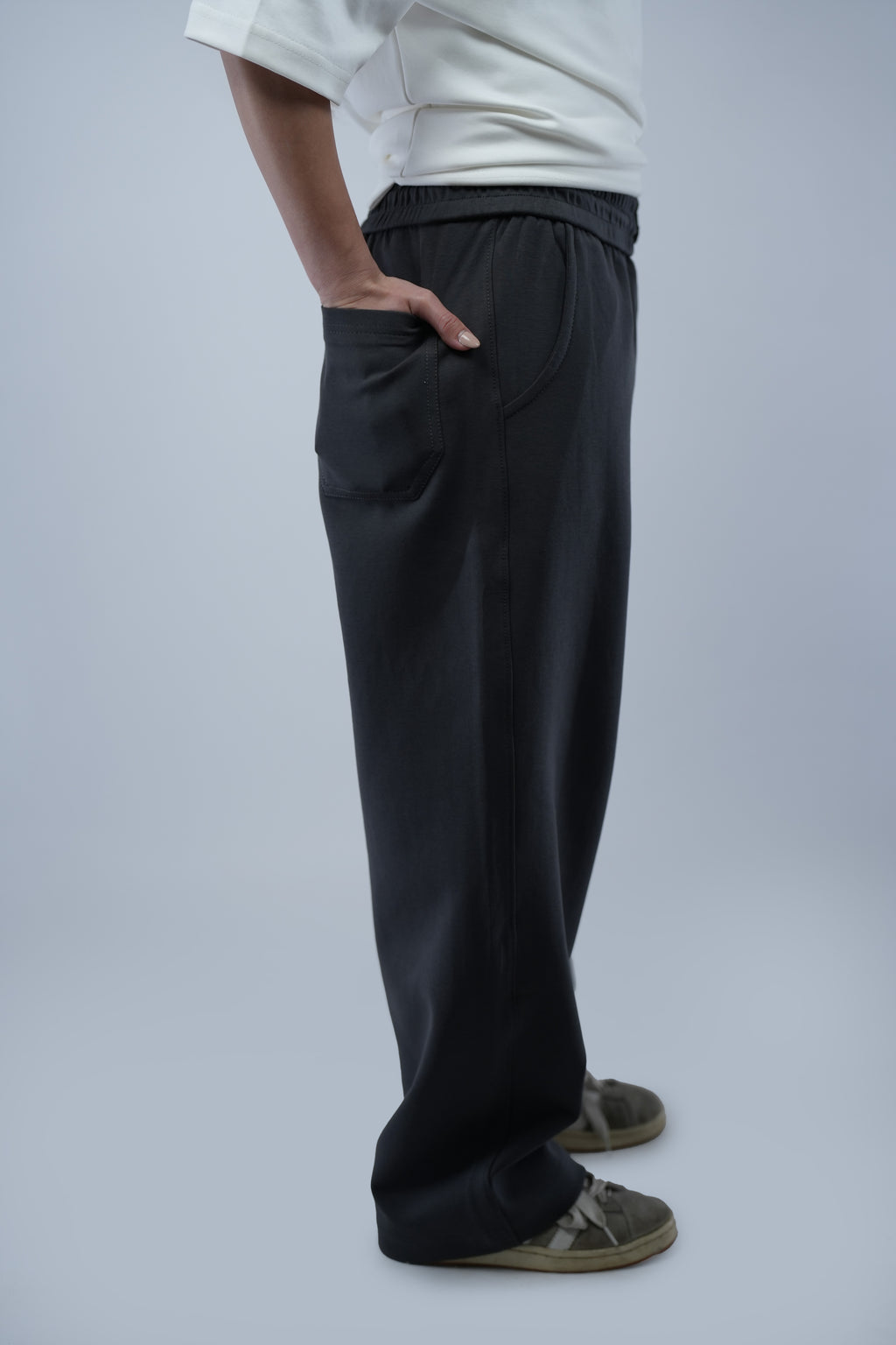 Gray Blank Wide Leg Sweatpants