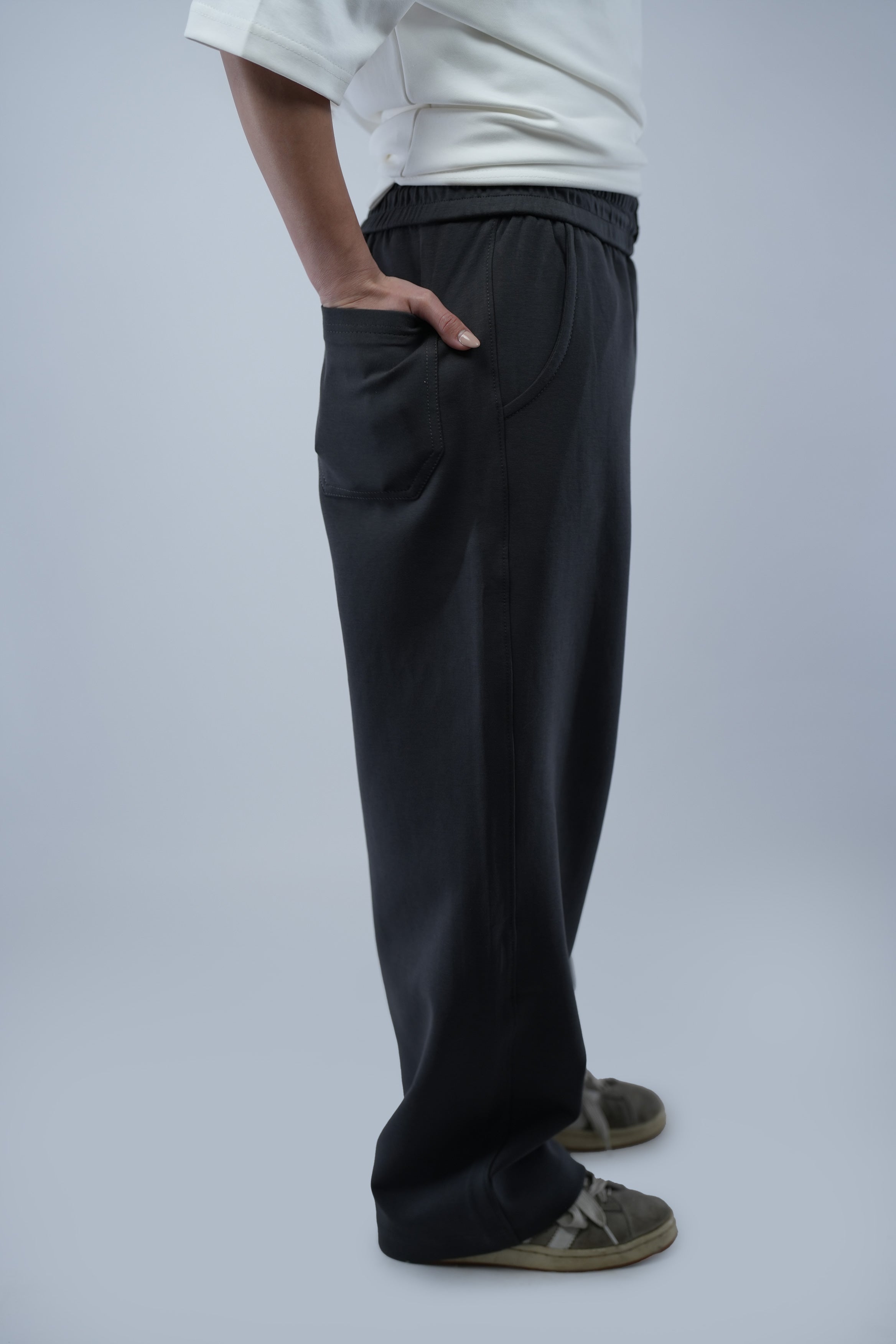 Gray Blank Wide Leg Sweatpants