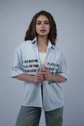 Blue Striped Boxy Fit Shirt