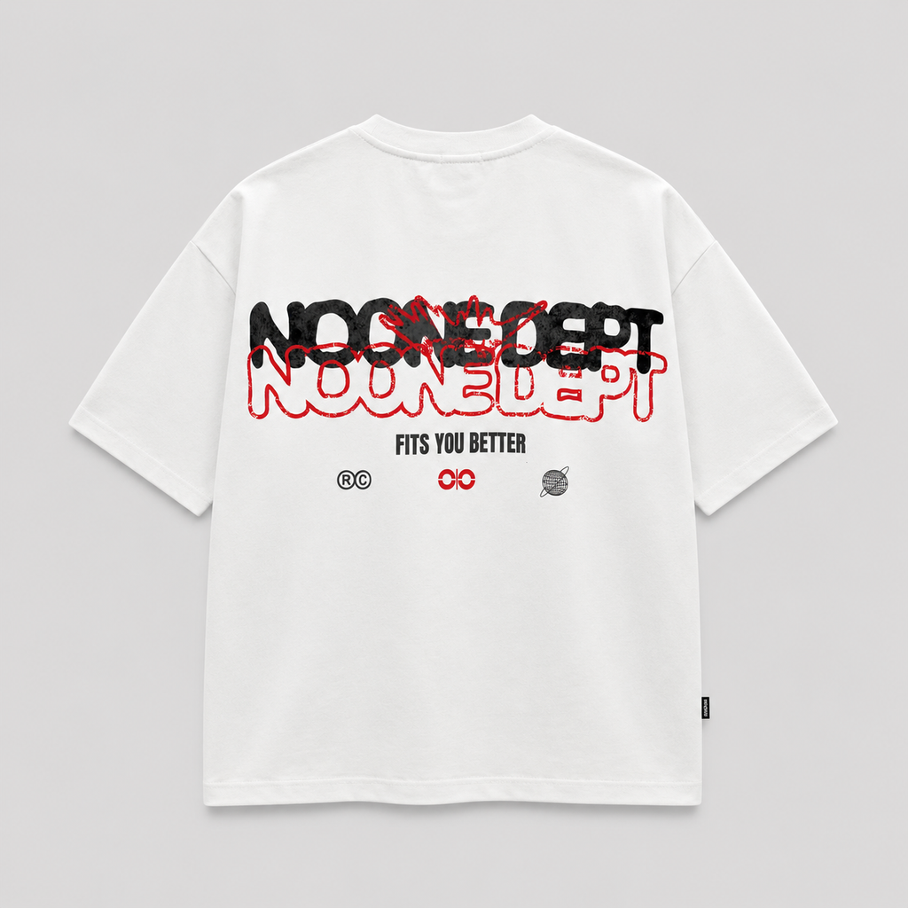 White Oversized Printed Tee.