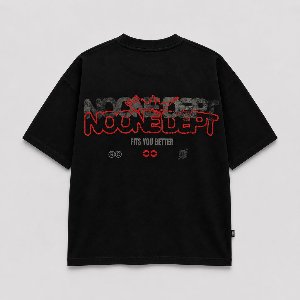 Black Oversized Printed Tee.