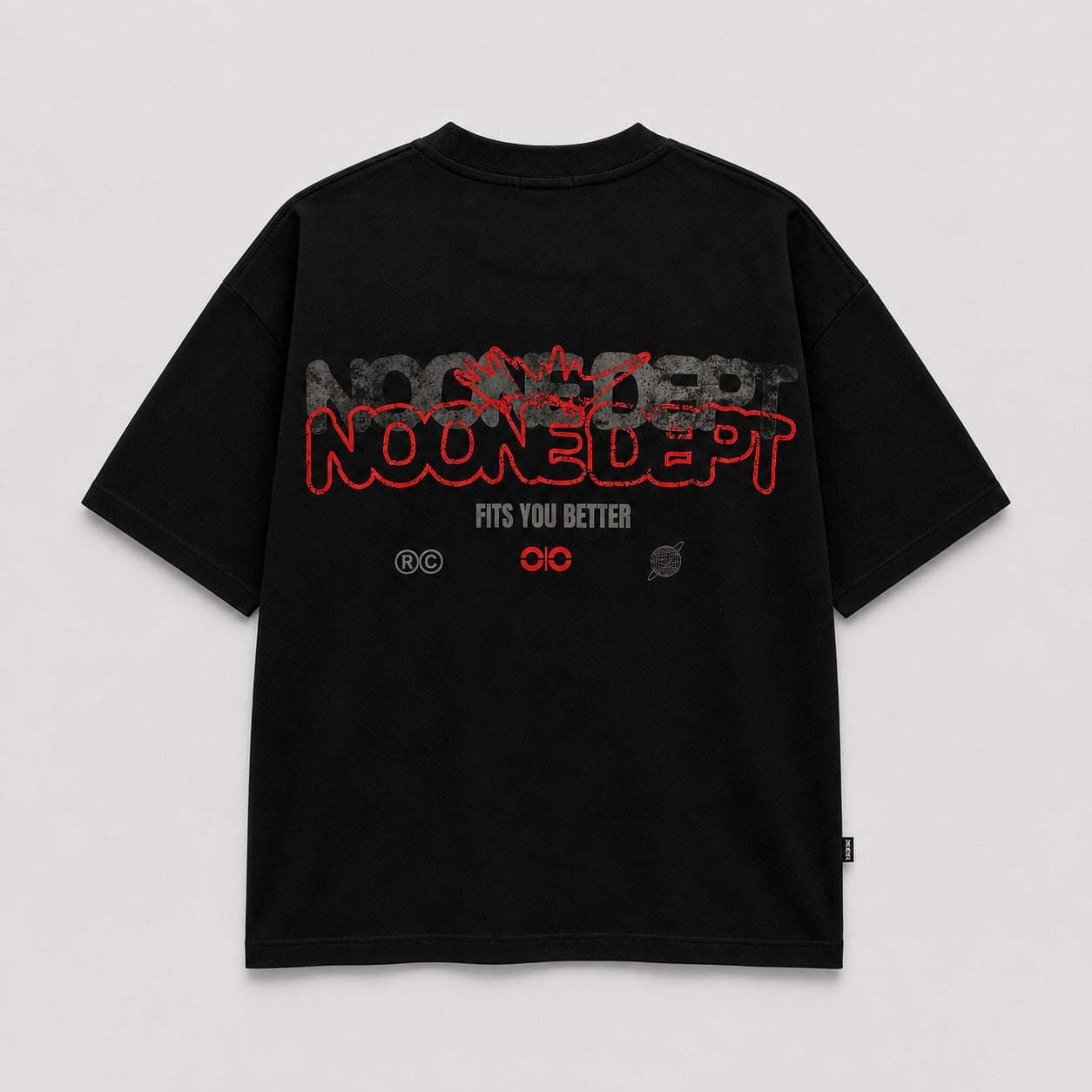 Black Oversized Printed Tee.