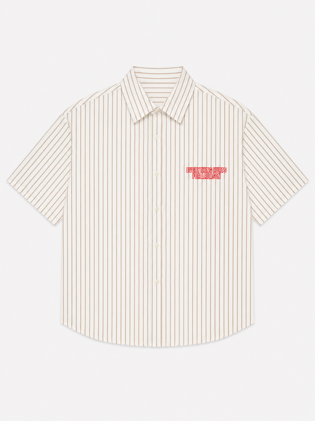 Beige Striped Boxy Fit Shirt