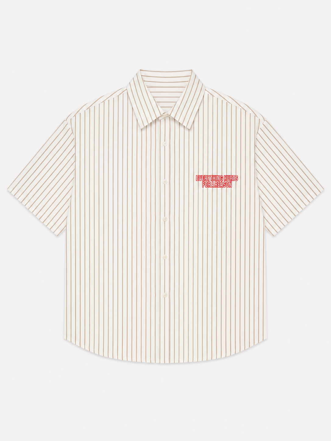 Beige Striped Boxy Fit Shirt.