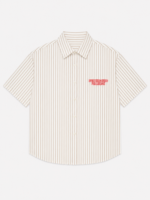 Beige Striped Boxy Fit Shirt