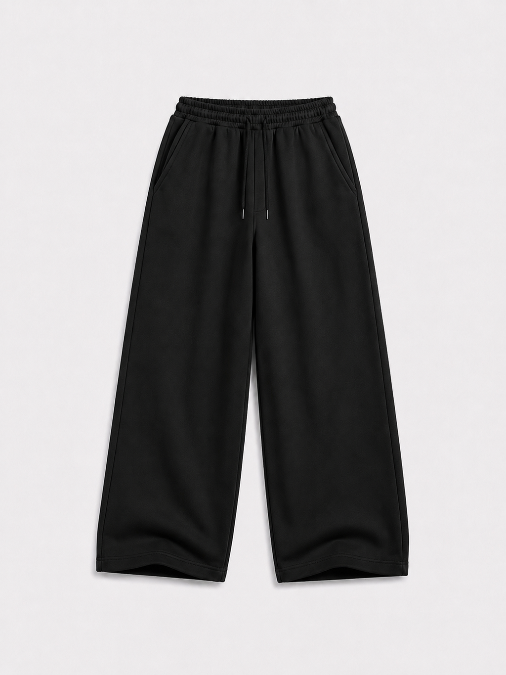 Black Blank Wide Leg  Sweatpants