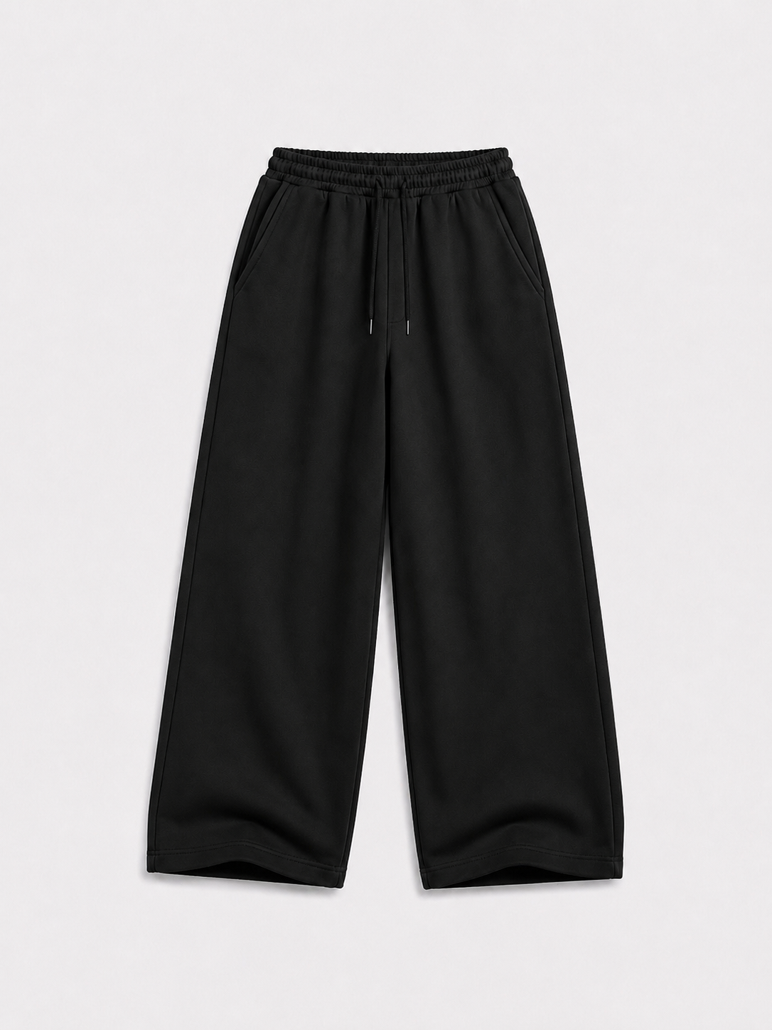 Black Blank Wide Leg  Sweatpants
